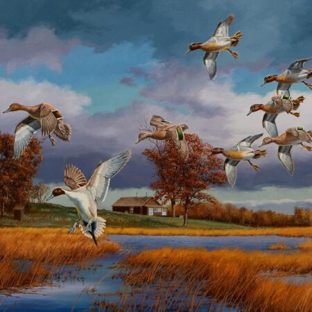 David A. Maass "Swan Lake" Oil on Masonite