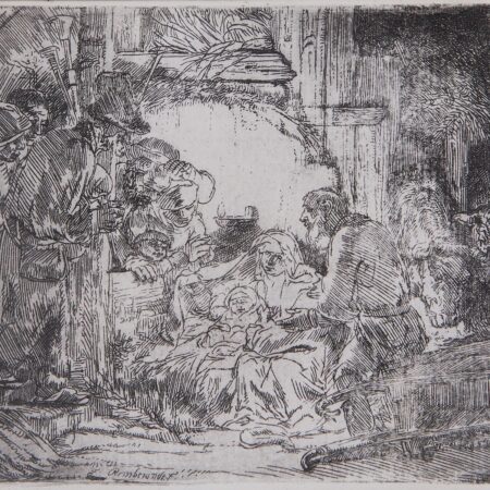 Rembrandt "Adoration of the Shepherds" Etching