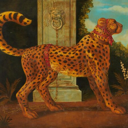 William Skilling Cheetah in a Red Harness Painting