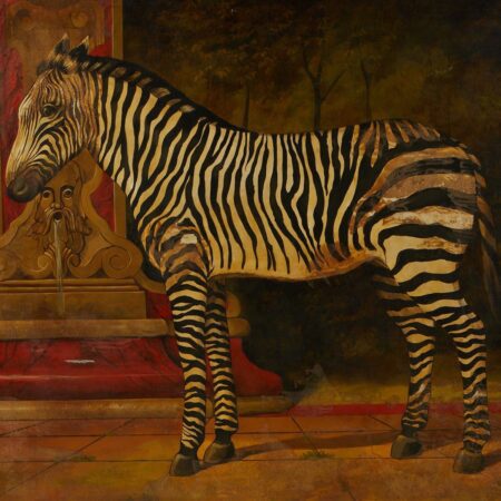 William Skilling Zebra Oil on Canvas Painting