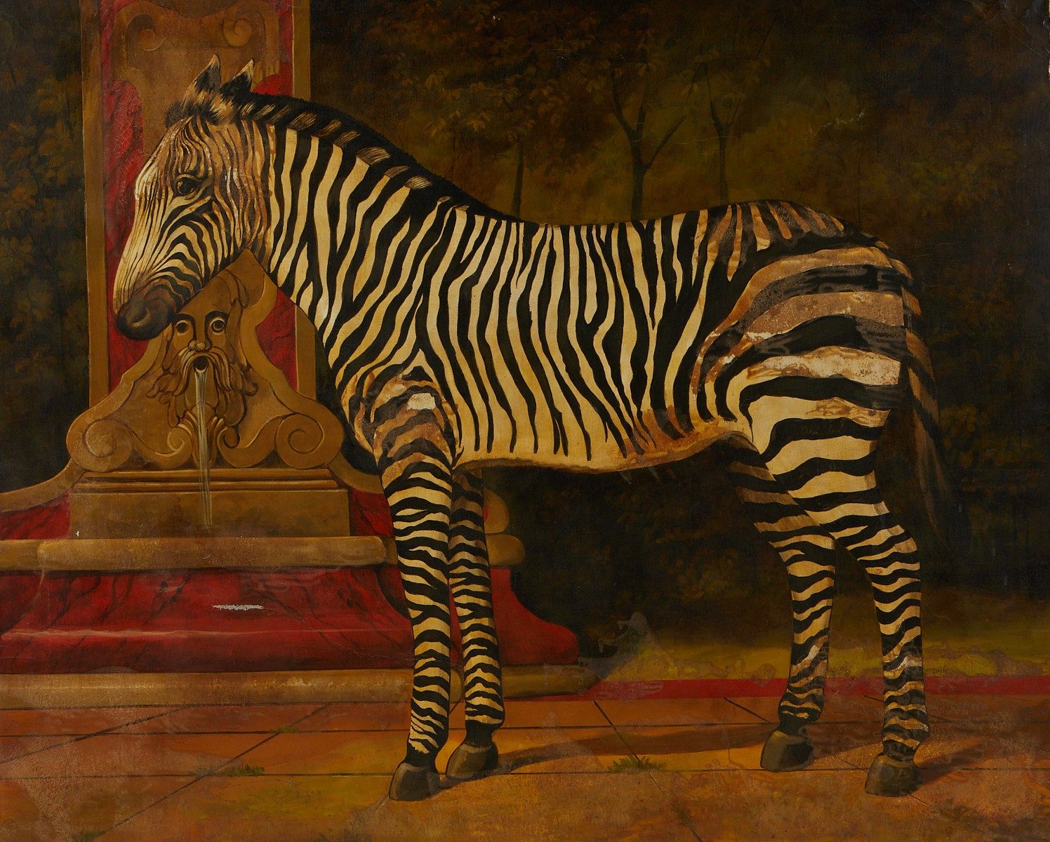 William Skilling Zebra Oil on Canvas Painting