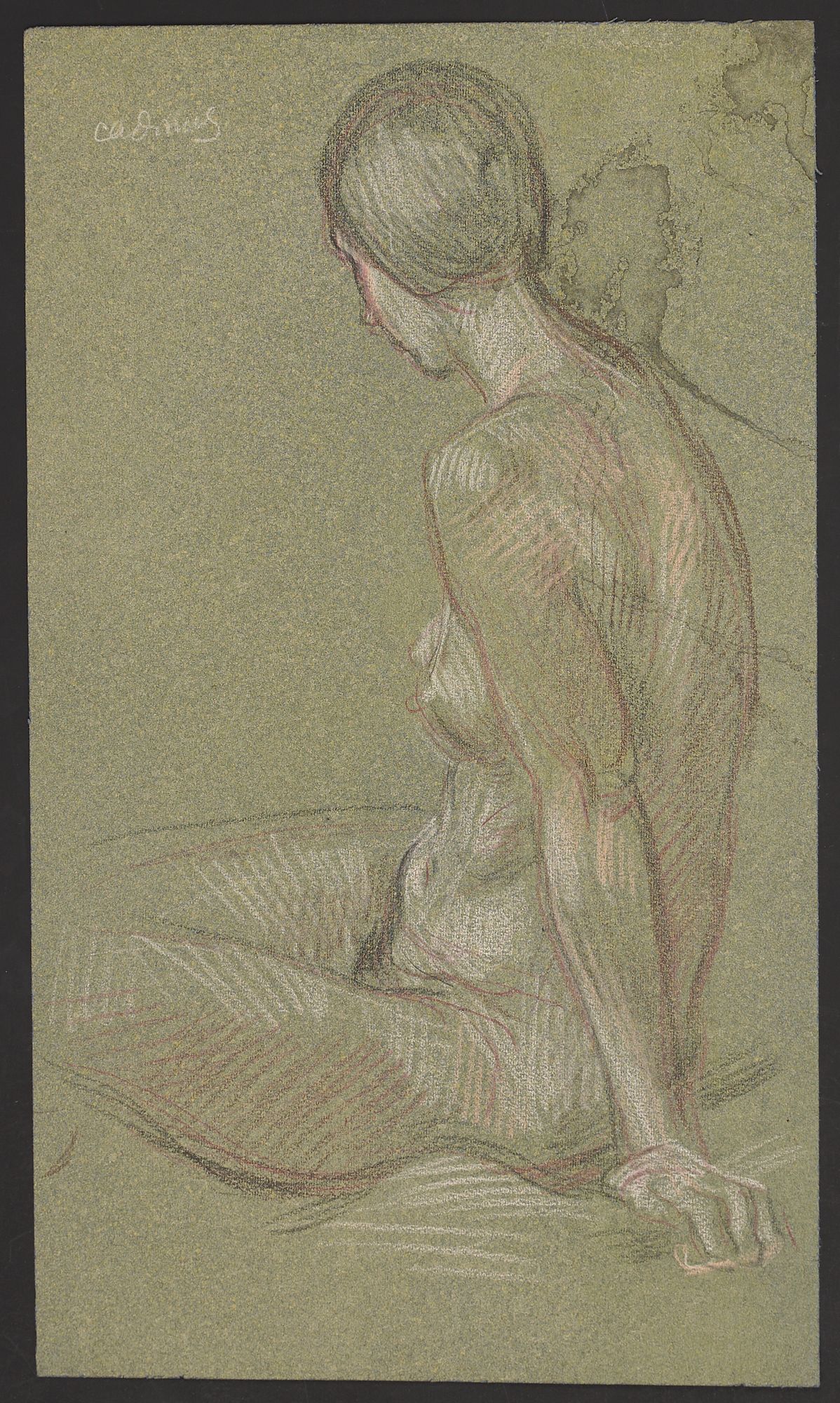 Paul Cadmus Seated Female Nude Crayon on Paper