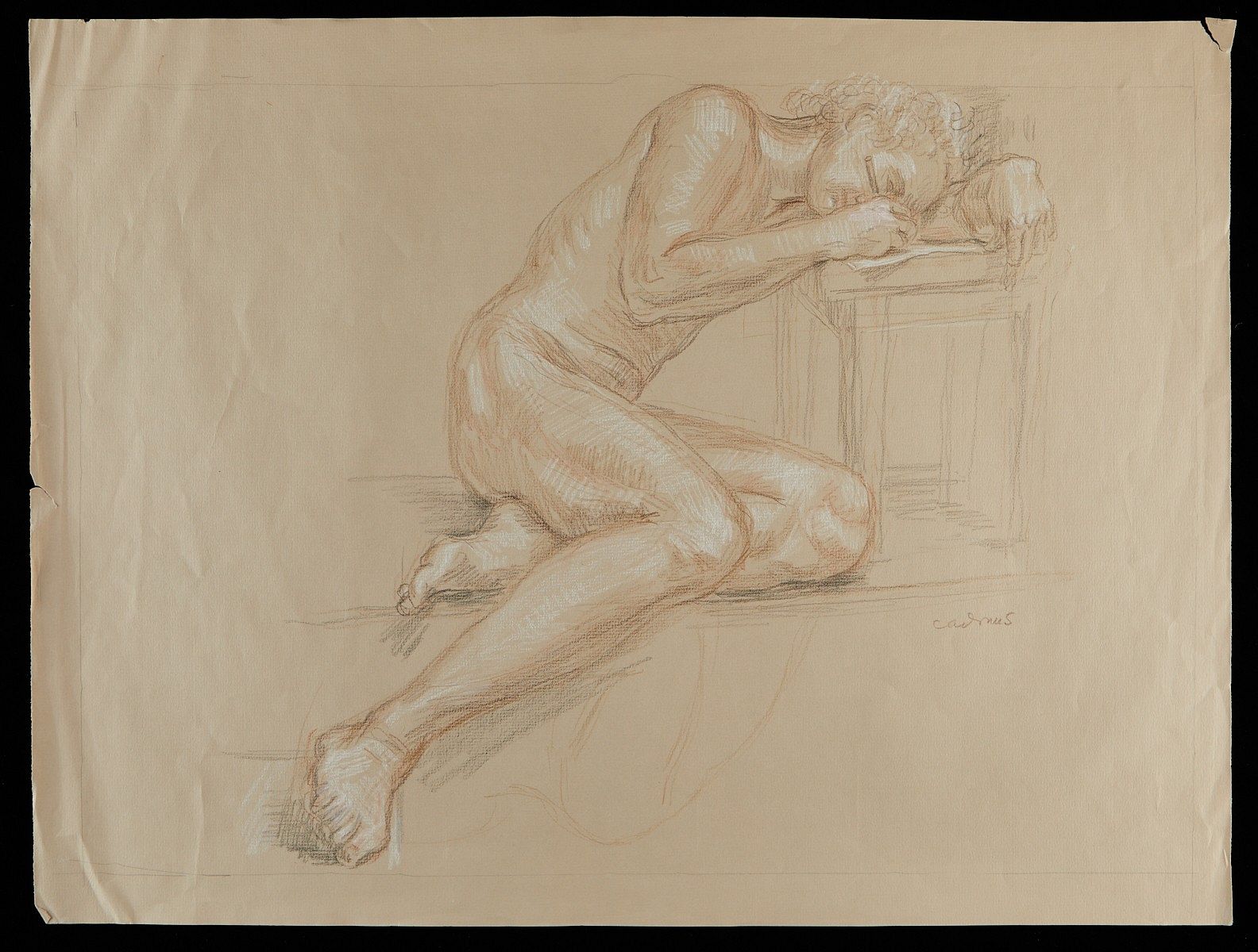 Paul Cadmus Male Nude Crayon on Paper