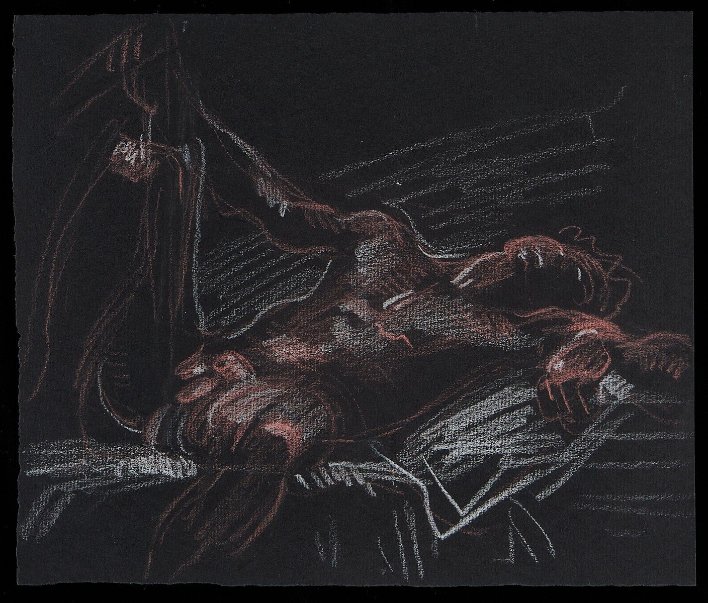 Paul Cadmus Reclining Male Nude Crayon on Paper