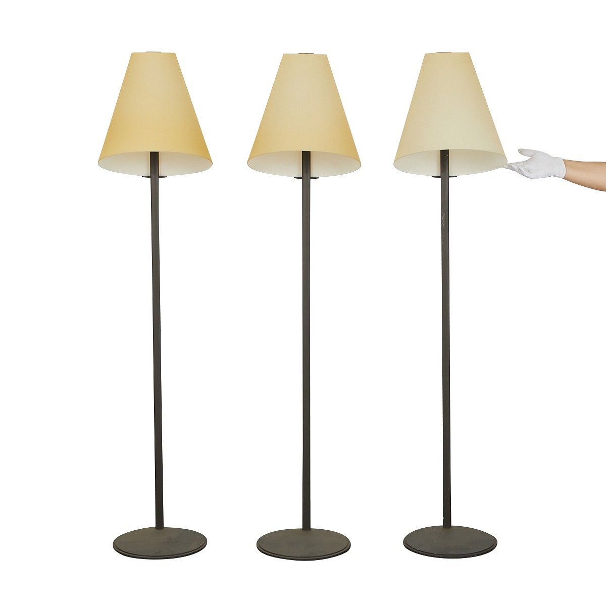 Three Leucos Floor Lamps w/ Glass Shades