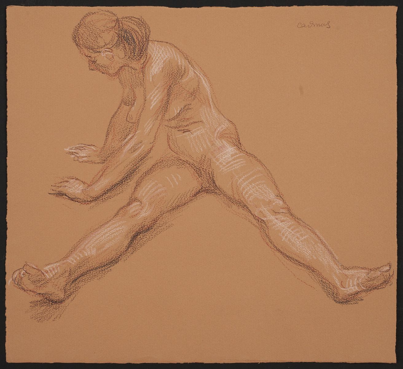 Paul Cadmus Stretching Female Nude Crayon on Paper