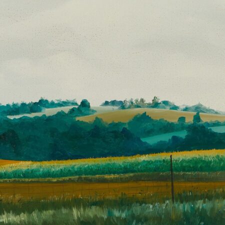 Fred Easker Iowa Landscape Oil on Canvas 1974