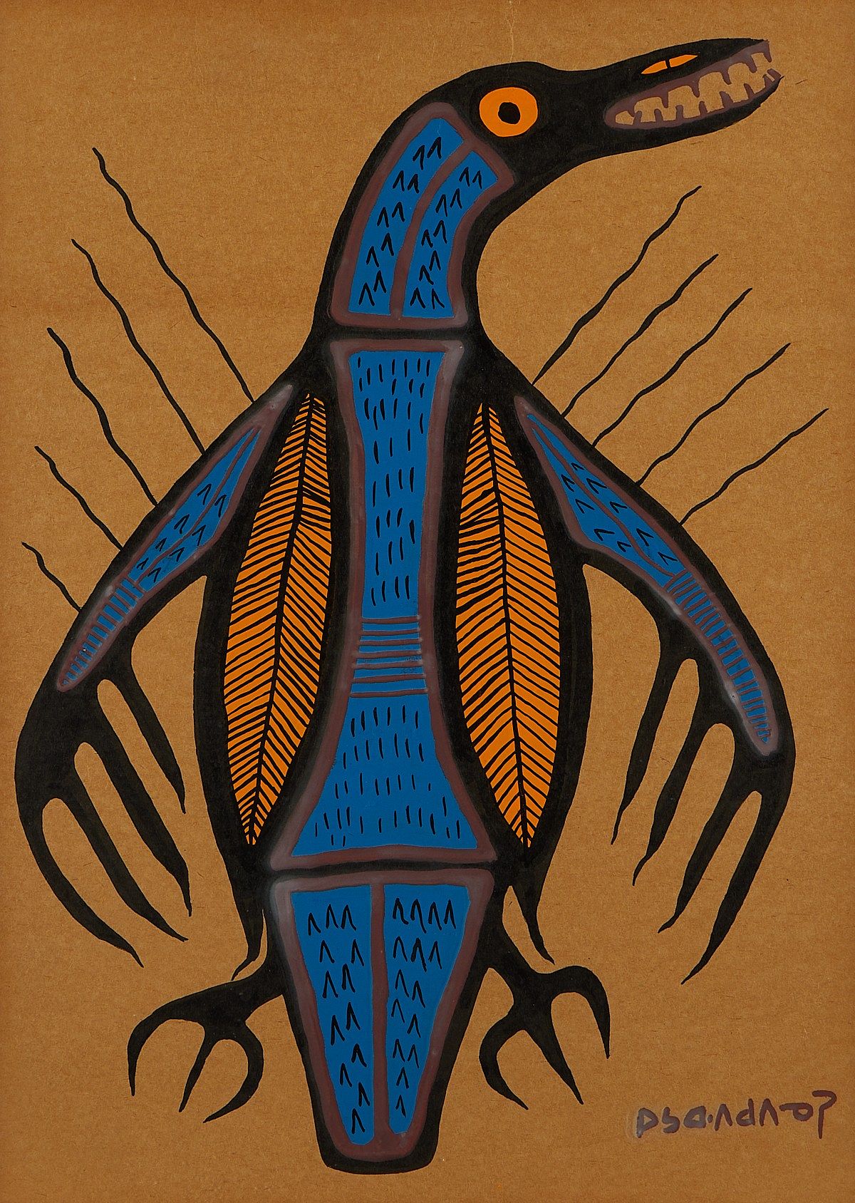 Norval Morrisseau Mixed Media Thunderbird c. 1969