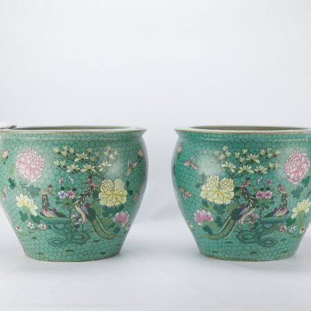 Pr Large Chinese Famille Rose Porcelain Planters