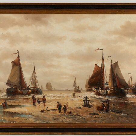 Auguste Musin Dutch Marine Oil Painting 1876