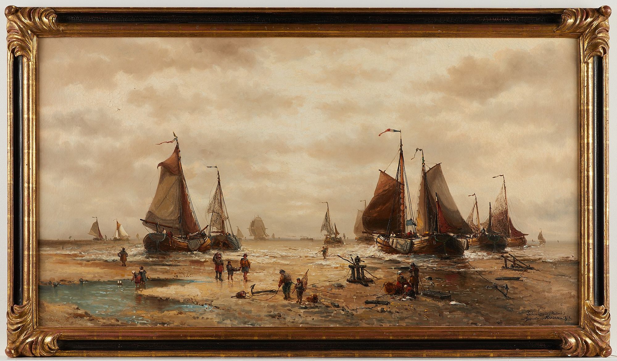 Auguste Musin Dutch Marine Oil Painting 1876