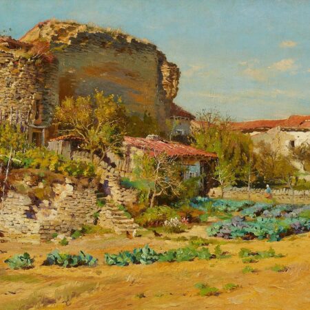 Alfred Renaudin Garden & Ruins Oil on Canvas 1898