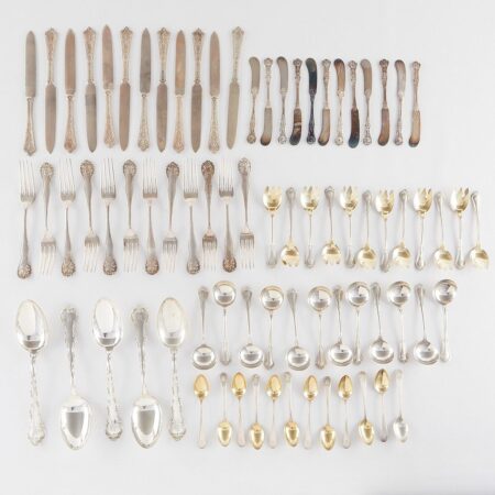 Group of 77 Pcs Sterling and Silver Flatware
