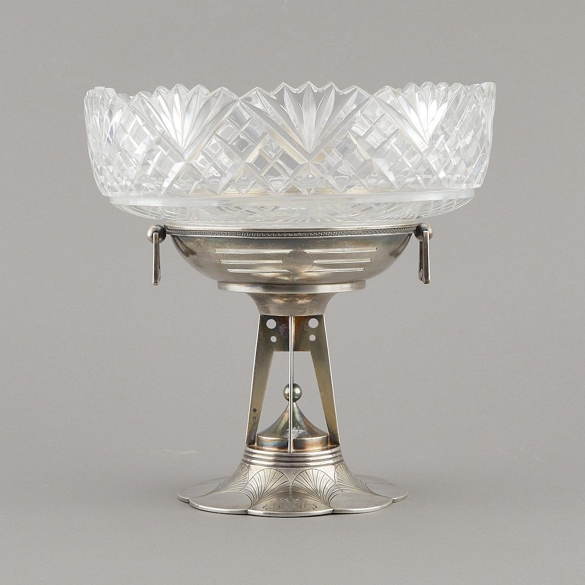 Russian Art Deco Sterling Tazza w/ Crystal Insert