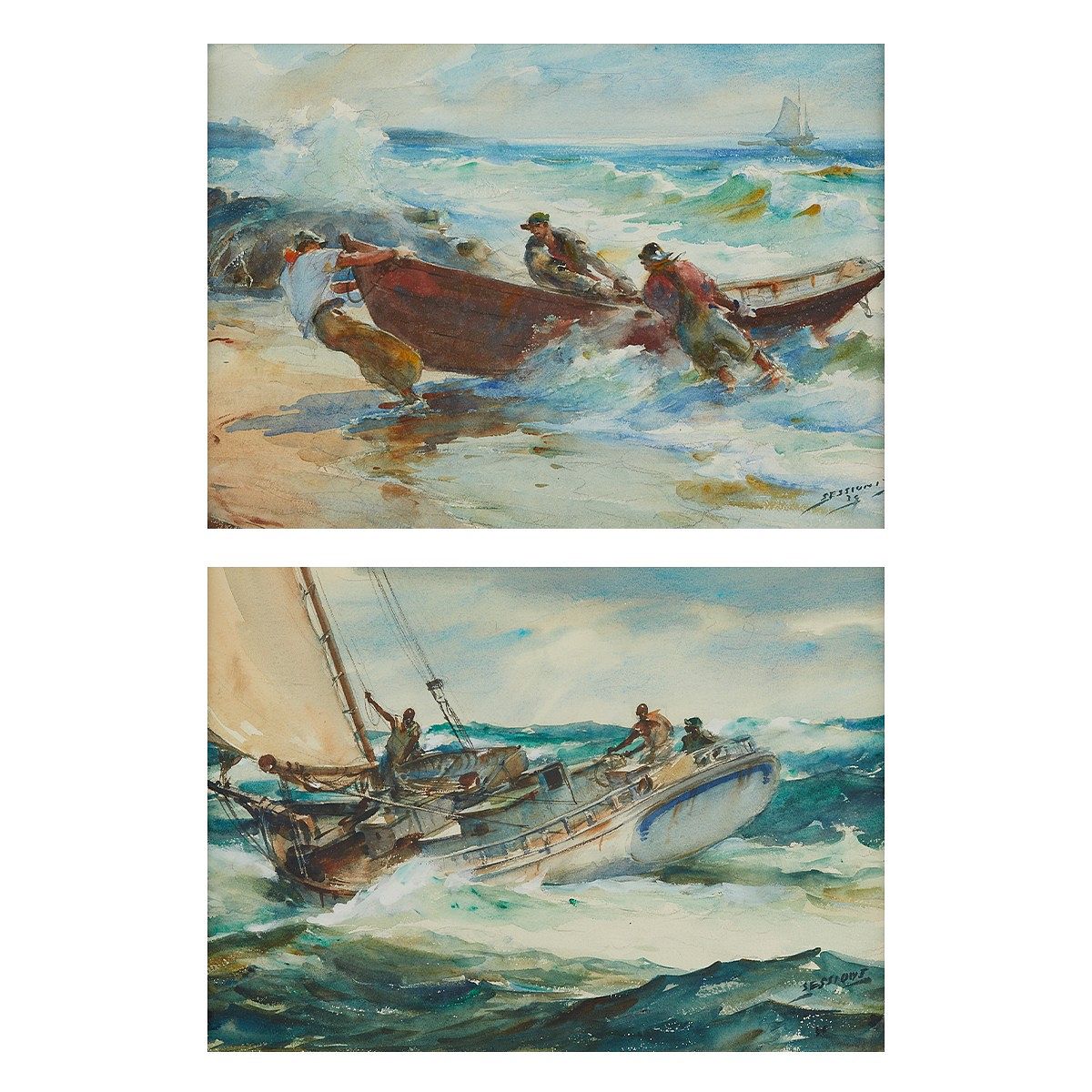 Two James Milton Sessions Maritime Paintings