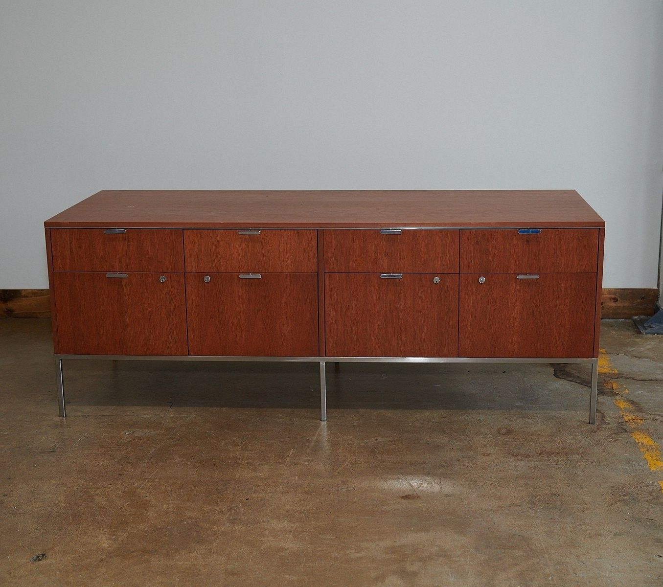 Dunbar MCM 8 Drawer Credenza Teak, Walnut, Chrome