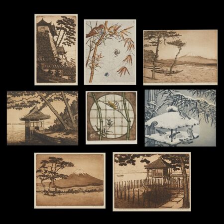 Group of Eight Hans Luthmann Japanese Etchings