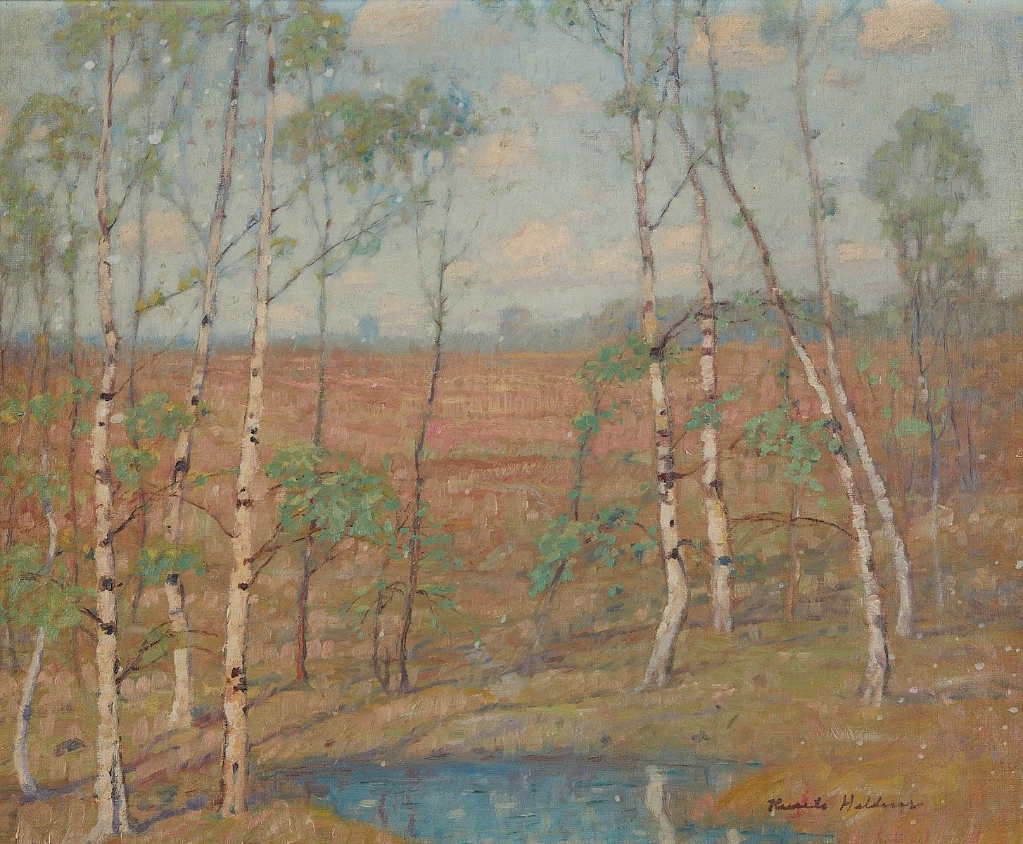 Knute Heldner "Silver Birches" Oil Painting 1932