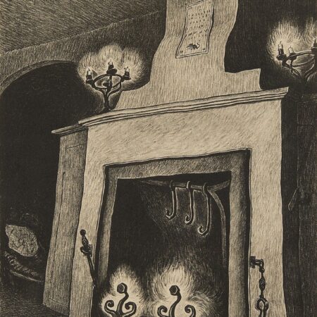 Wanda Gag "Fireplace" Lithograph 1930