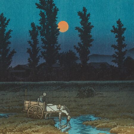 Hasui Kawase "Evening Moon at Nakanoshima" Print