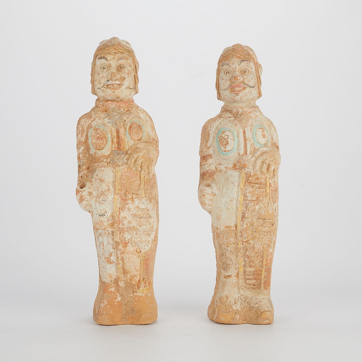 Pair of Chinese N. Qi Mingqi Funerary Pottery Guards