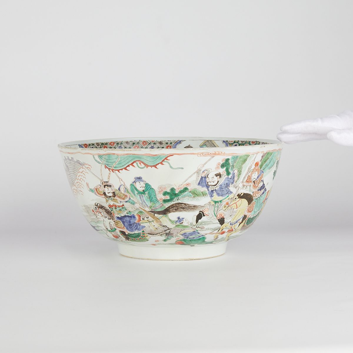 Chinese Famille Verte Porcelain Punch Bowl