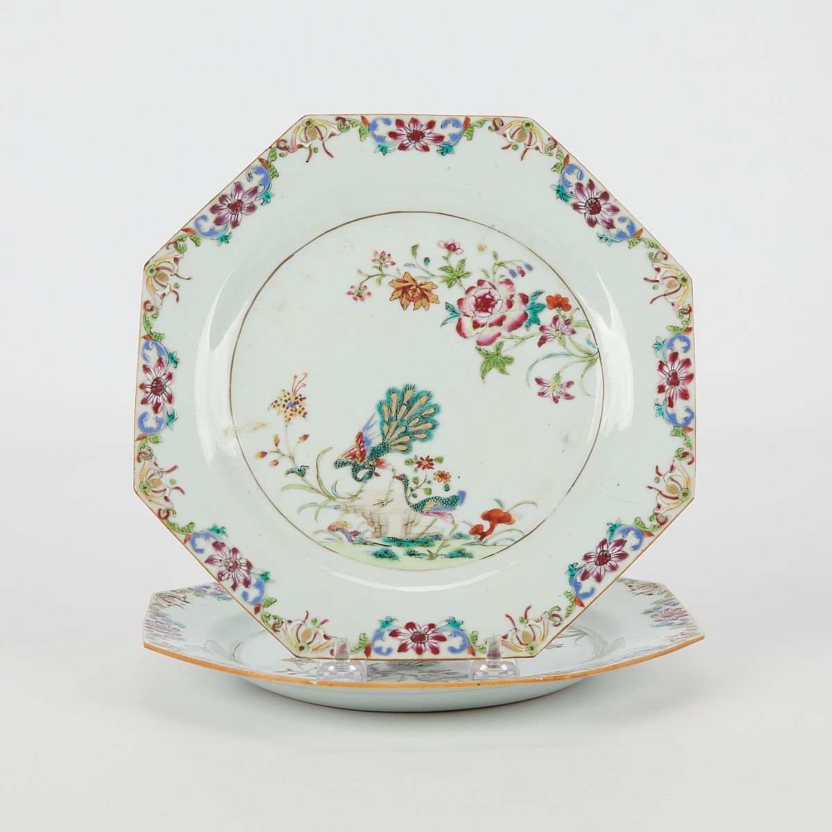 Pair of Chinese 18th c. Famille Rose Porcelain Plates