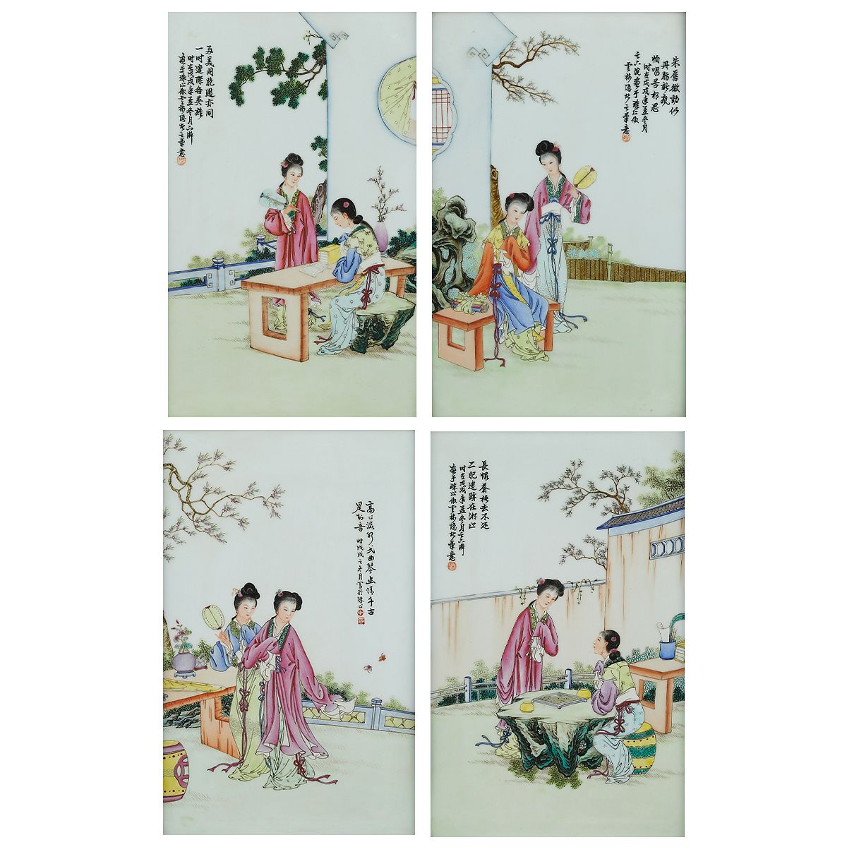 Set 4 Chinese PRC Porcelain Plaques