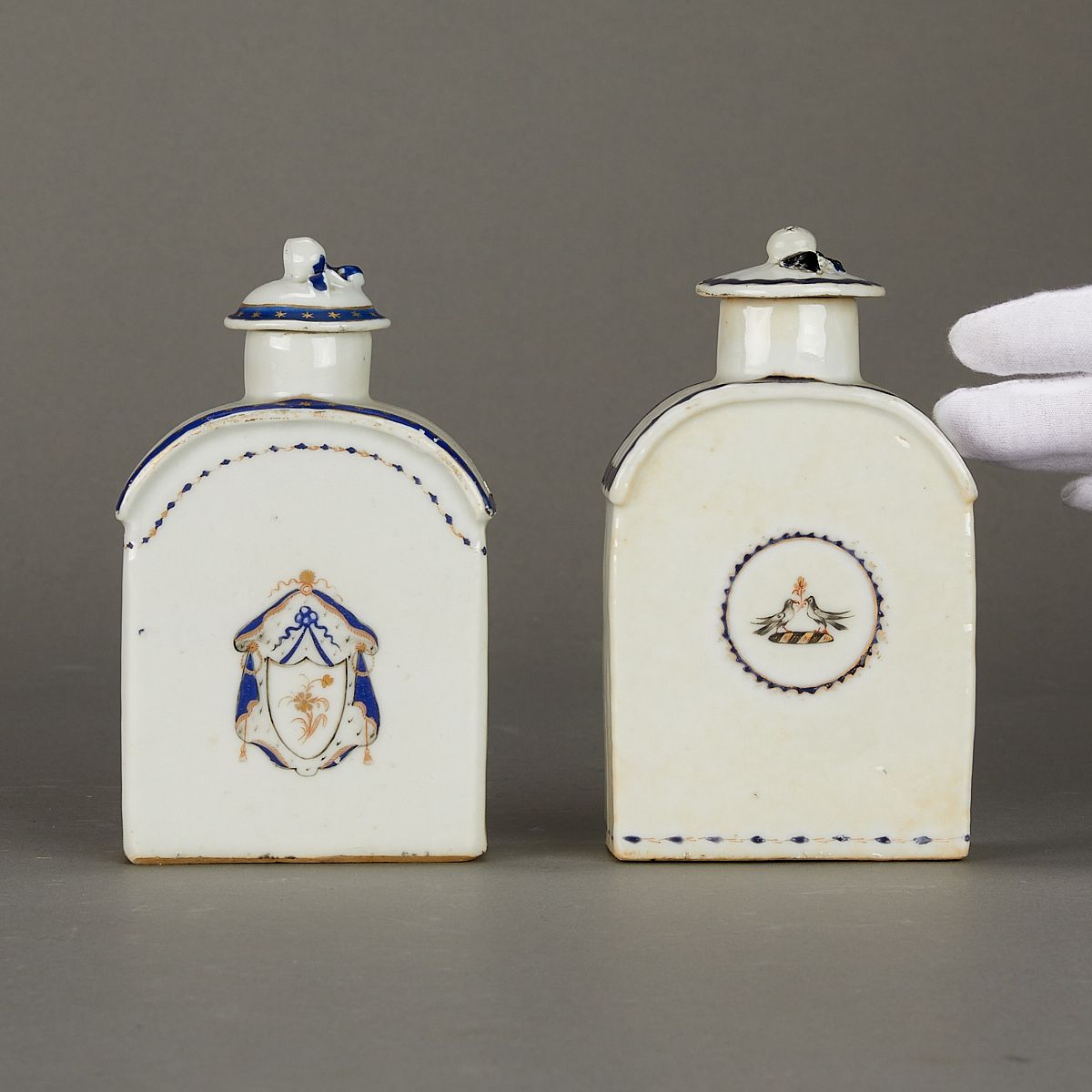 2 Chinese Export US Market Porcelain Tea Caddies