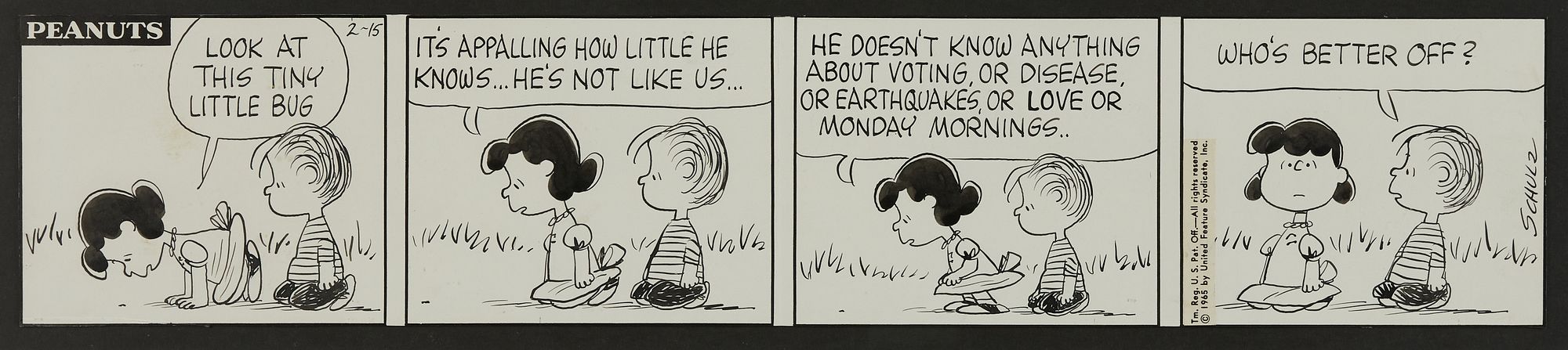 Original Peanuts Comic Strip Charles Schulz 1965