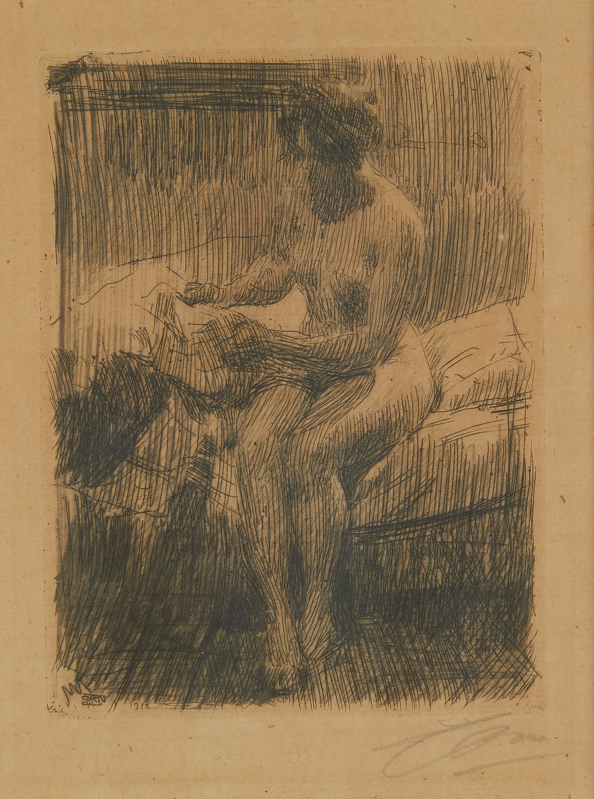 Anders Zorn "Model Reading" Etching 1910