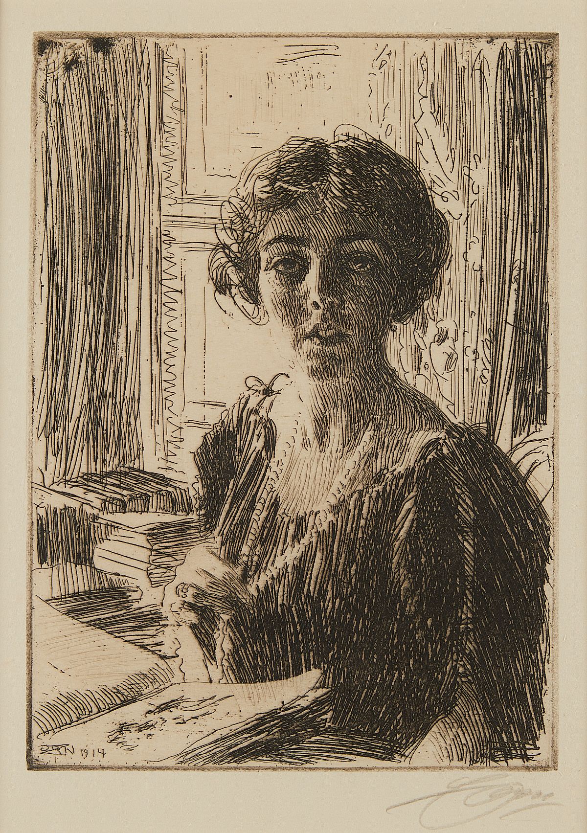 Anders Zorn "Margaret of Sweden" Etching 1914