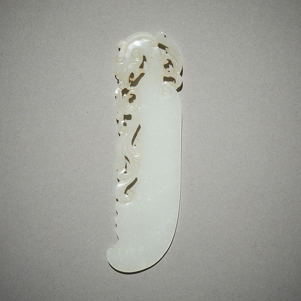 Chinese Pale or White Jade Carved Knife Pendant