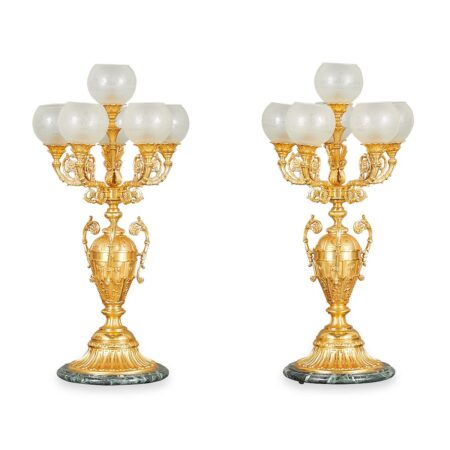 Pair of Large Gilt Bronze FBAI Italian Lamps