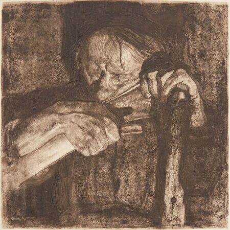 Kathe Kollwitz "Whetting the Scythe" Etching & Drypoint