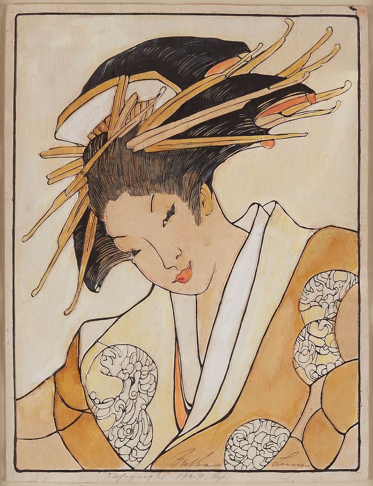 Bertha Lum Geisha Layered Block Print