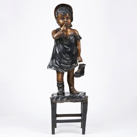 Juan Clara Child on Stool Bronze Sculpture Large