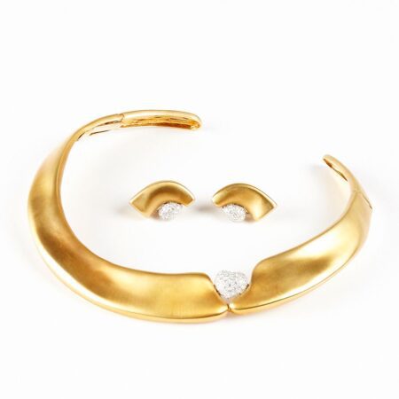M. Stowe 18K PLAT & Diamond Choker & Earring Set 18 K Gold