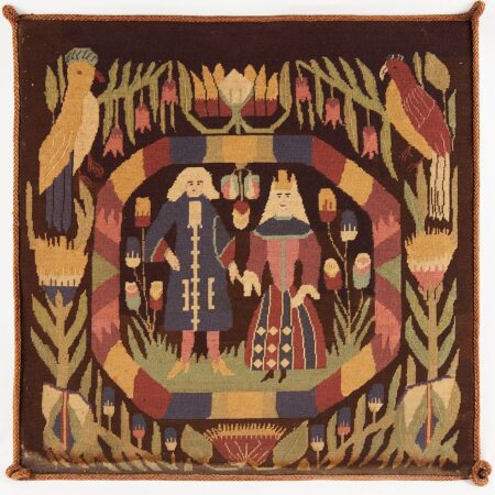 WPA Handicraft Project "Swedish Marriage Couple" Needlepoint Textile