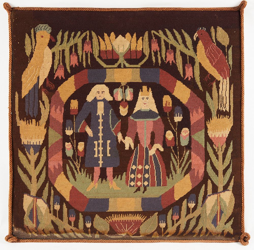 WPA Handicraft Project "Swedish Marriage Couple" Needlepoint Textile