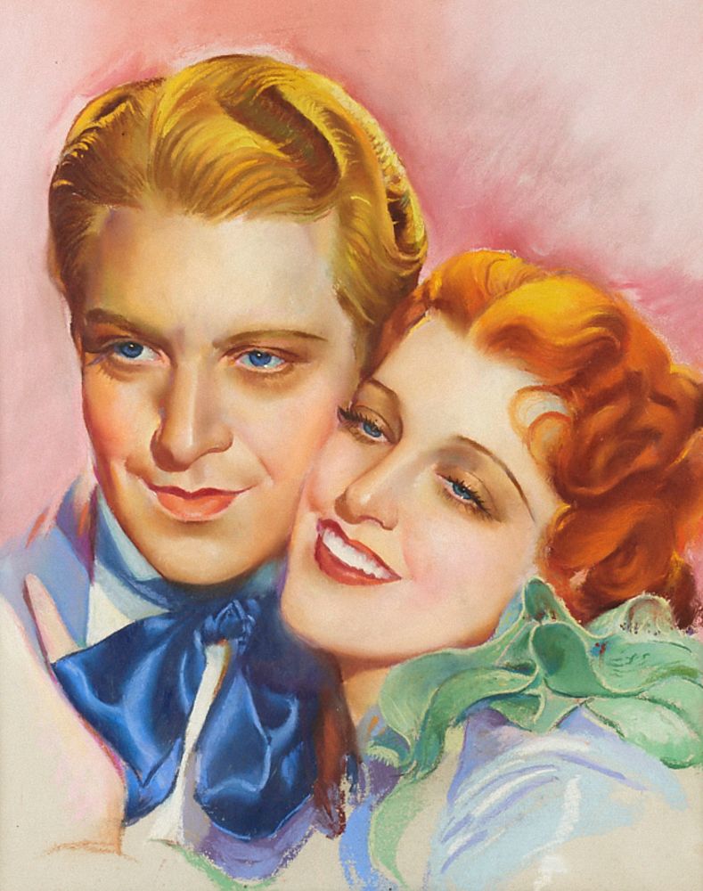 Charles Rubino Nelson Eddy & Jeanette MacDonald Pastel on Board