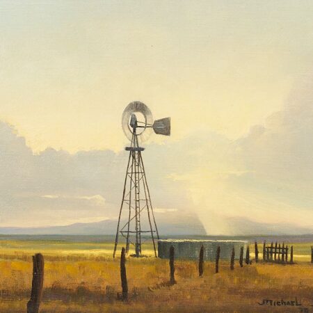 Michael Stack "Sonoita Windmill" Oil on Canvas