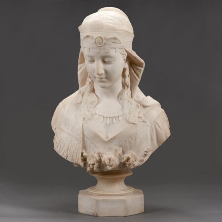 Ferdinando Vichi Egyptian Revival Carved Italian Alabaster Bust