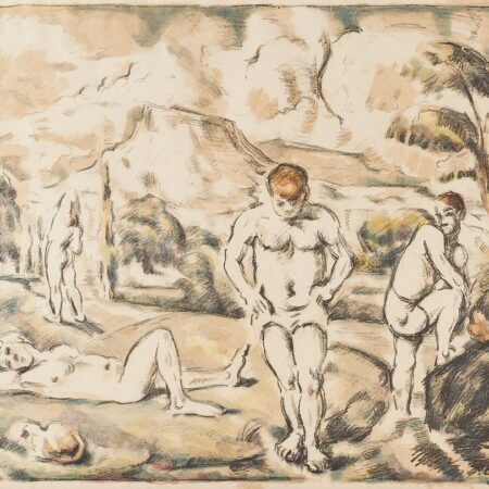 Paul Cezanne "The Large Bathers" Hand-Colored Lithograph