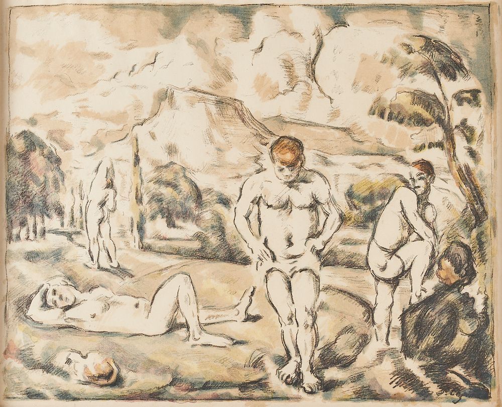 Paul Cezanne "The Large Bathers" Hand-Colored Lithograph