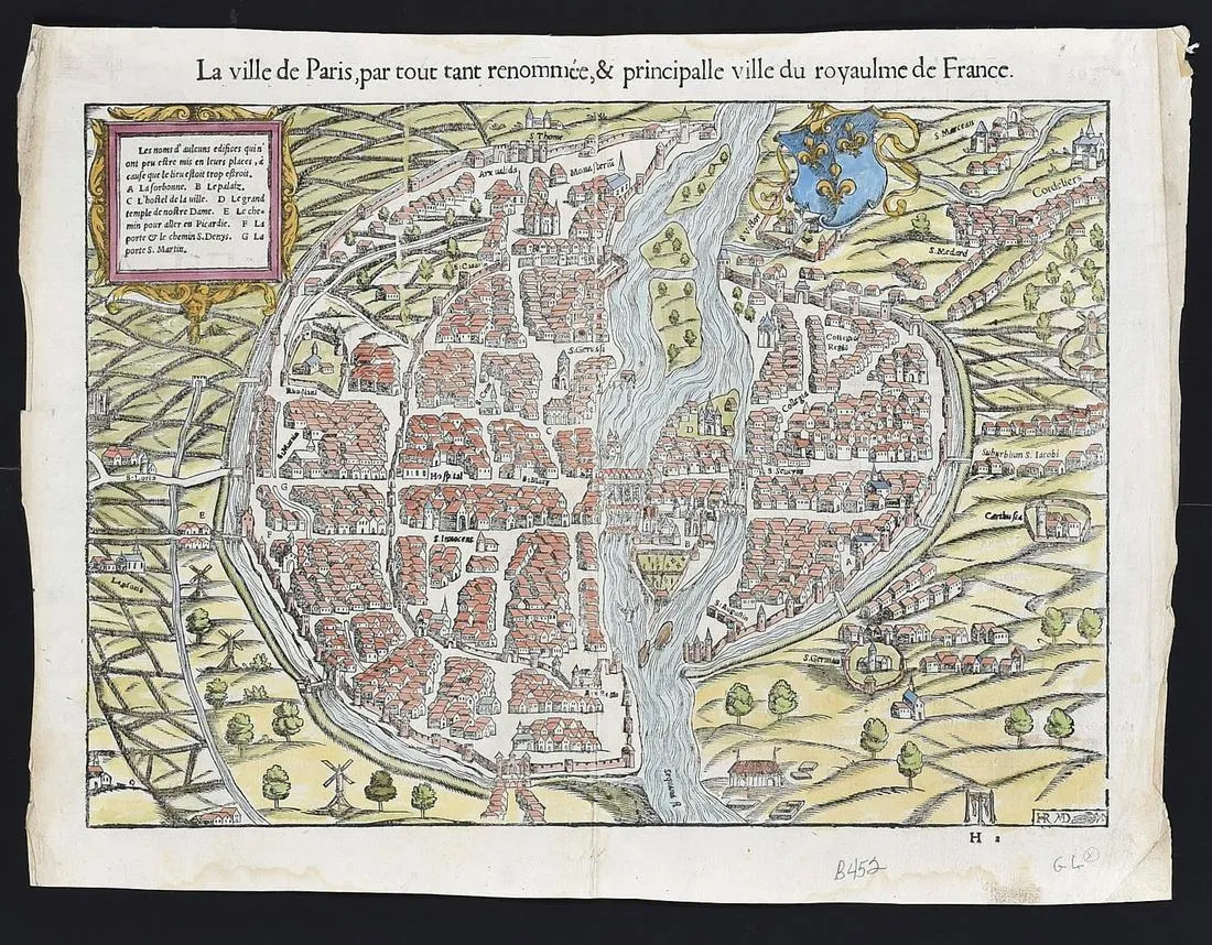 Sebastian Munster Map of Paris 1550