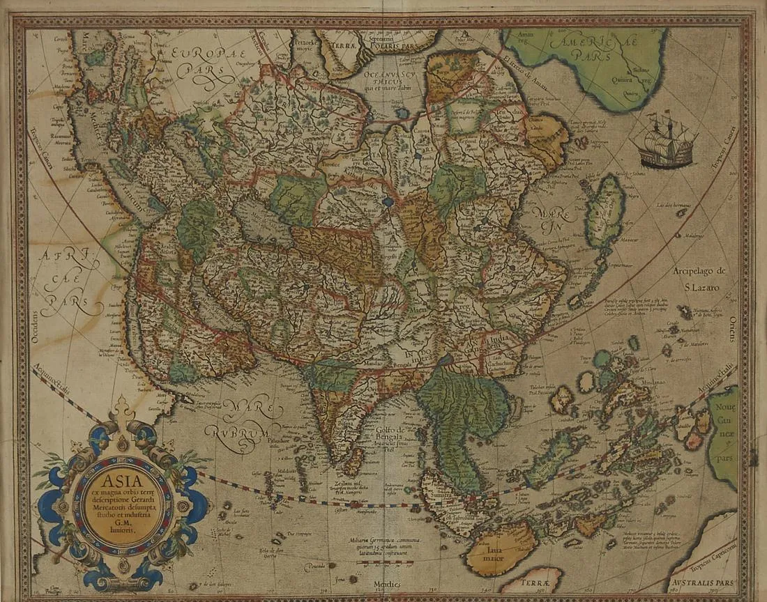 Gerardus Mercator Map of Asia 1613