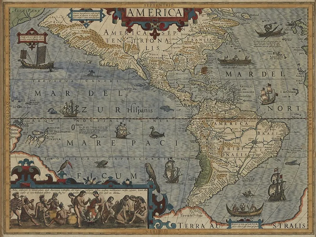 Hondius Map North and South America 1606