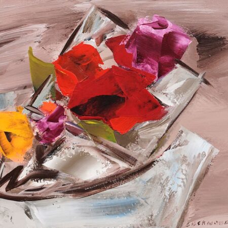 Ward Lockwood Floral Still Life Acrylic on Canvas