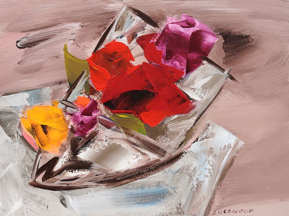 Ward Lockwood Floral Still Life Acrylic on Canvas